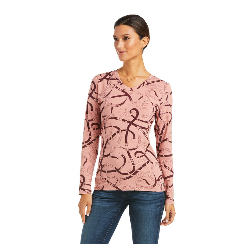 Ariat T-Shirts Damen - Melange Print Koralle/DunkelRot ( KJUOH-6035 )